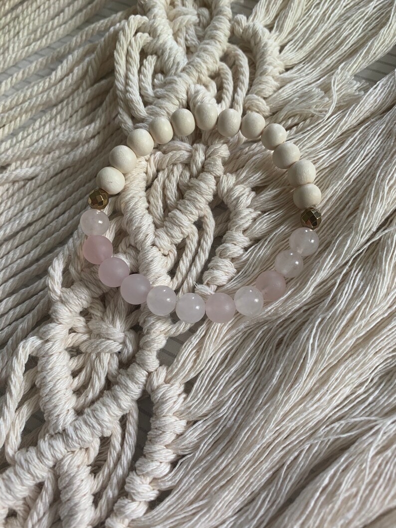 Diffuser Bracelet Rose Quartz White Wood