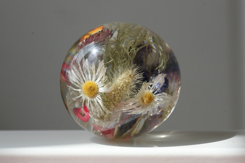 Epoxy resin sphere with wildflowers and herbs Etsy