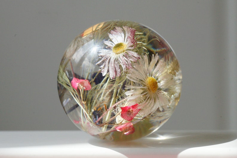 Epoxy resin sphere with wildflowers and herbs Etsy