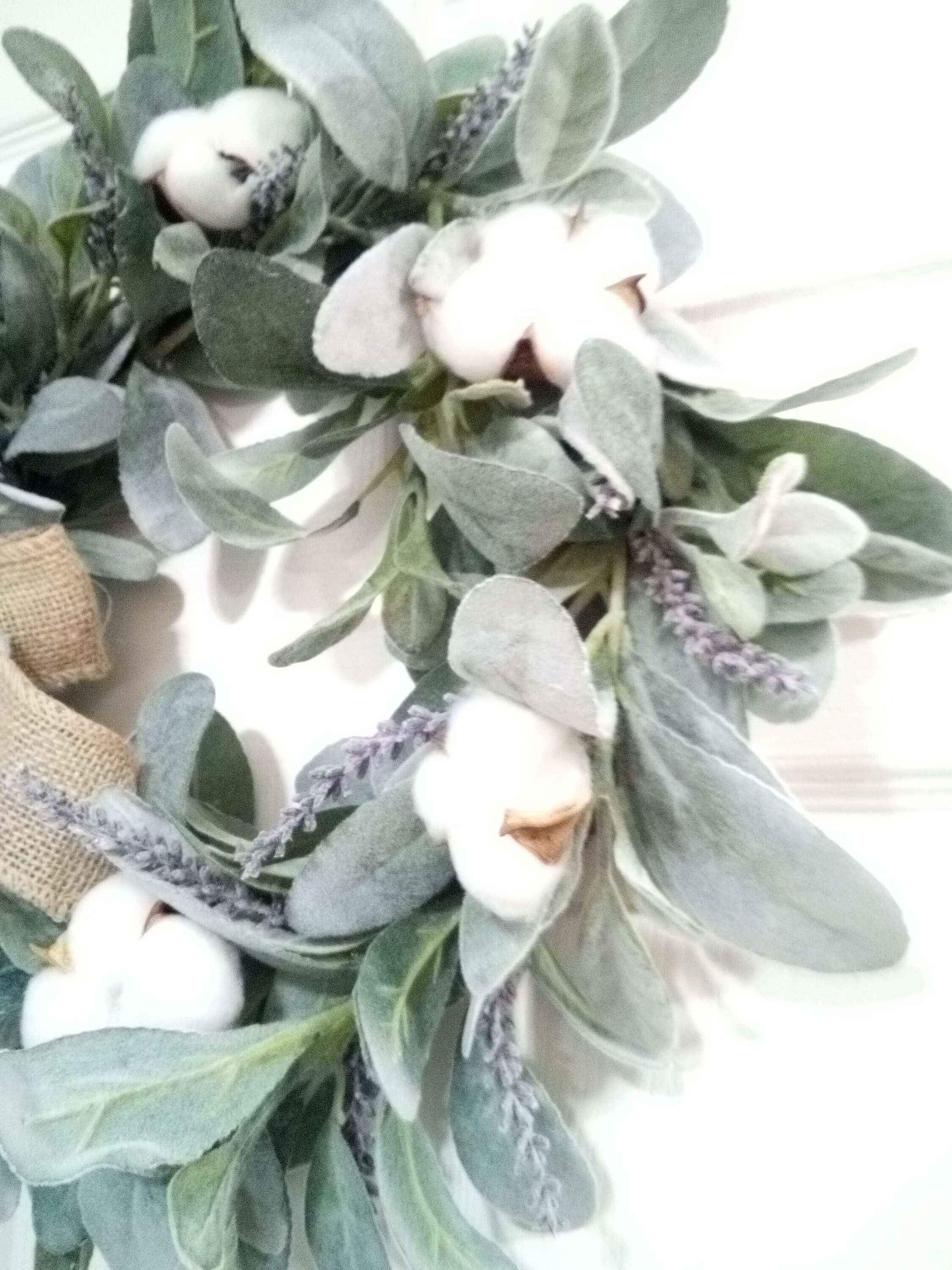 Lavender & Cotton Lamb's Ear Wreath Farmhouse Wreath Etsy