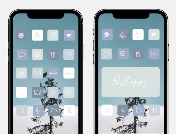 650 App Icon Cover Dusty Blue Light Blue Theme Pack For Etsy Finland