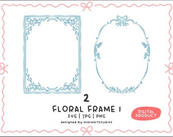 Marco floral elegante: borde de invitación de boda dibujado a mano (SVG, PNG, JPG)