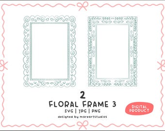 Spitzen floraler Rahmen Clipart - Handgezeichnete Vintage-Hochzeitsbordüre (SVG PNG JPG)