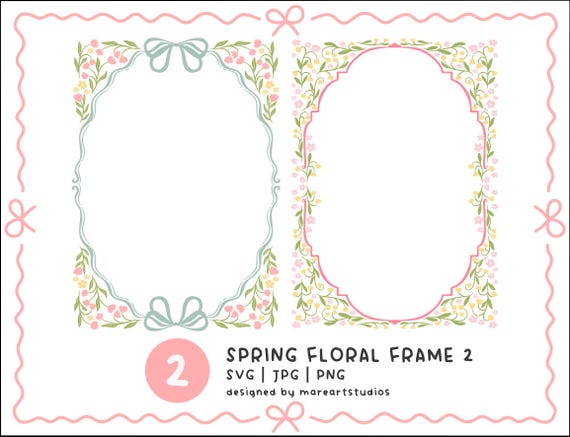 Spring Floral Frame 2 Clipart – Handdrawn Wedding Invitation Borders (SVG, PNG, JPG)