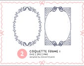 Coquette Frame Clipart – Hand Drawn Floral Invitation Borders (SVG, PNG, JPG)