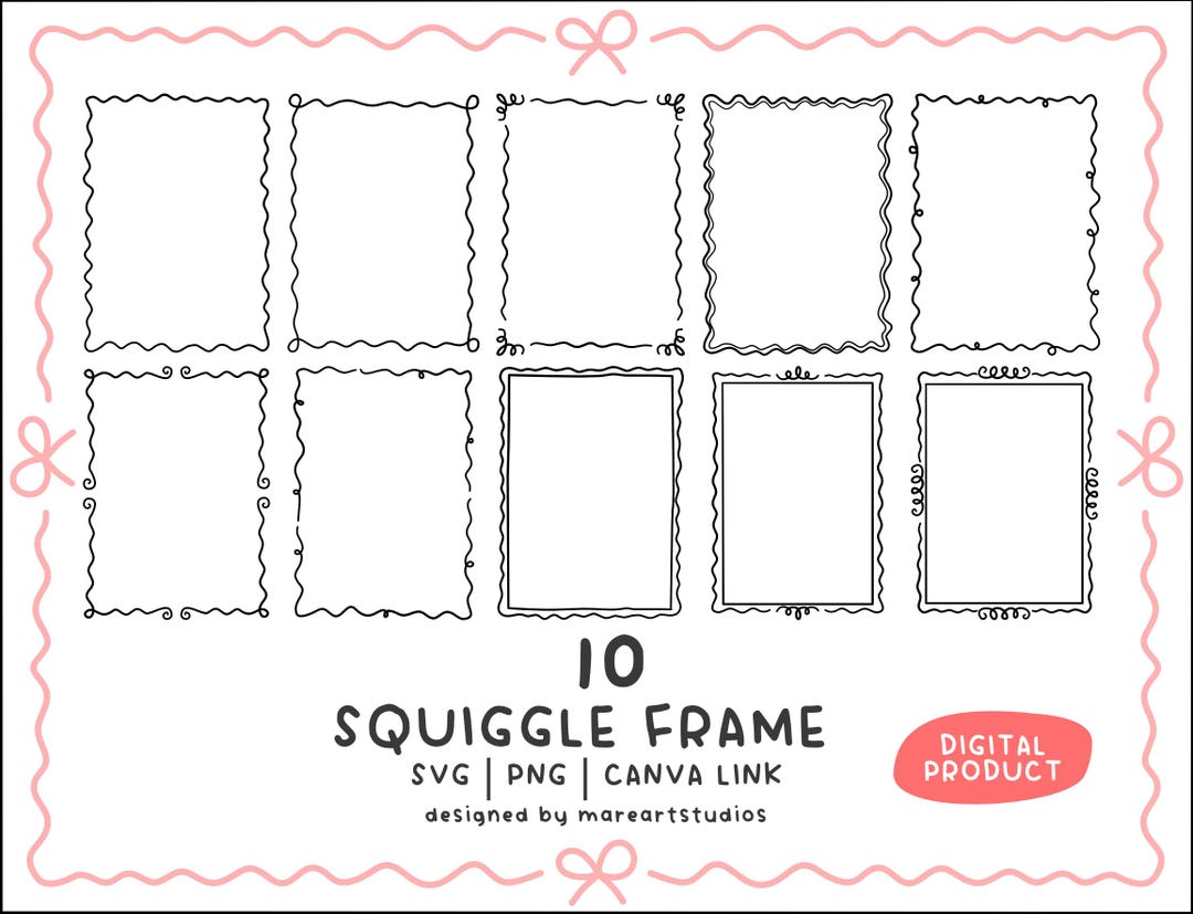 Spring Squiggle Border Handdrawn Squiggle Frame Border Monoline Illustration Clipart for ...