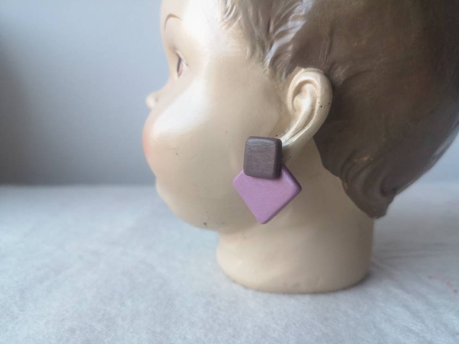 2 Orecchini A Bottone Dolci Colori Pastello Giallo Menta Rosa Azzurro, Nuovi Senza Confezione