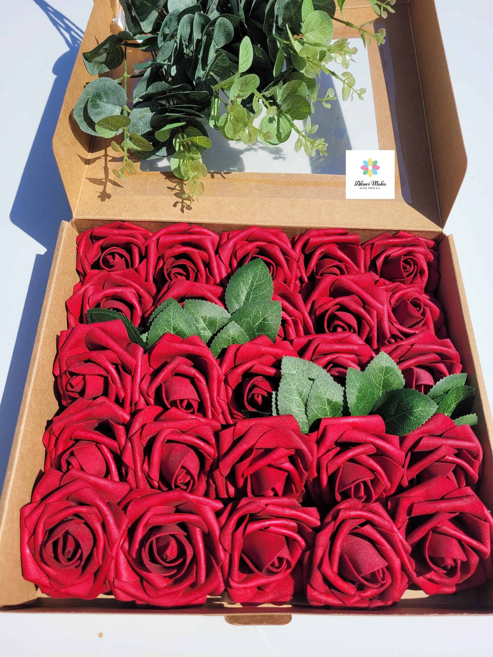 AKARI Artificial Foam Roses W/stem for DIY Wedding Bouquets