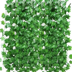 Fake Ivy Leaves Set of 12 Artificial Greenery vines for room