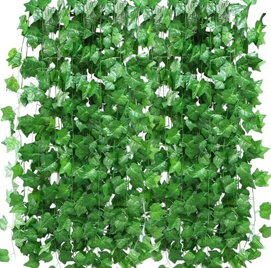 dallisten 3 Strands Odorless Artificial Ivy Vines Kit, 71 Silk Ivy Garland with Green Leaves, Fake Hanging Plants Greenery Decoration for Bedroom