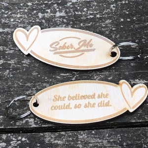 Recovery Alcohol Free Strength Sober Anniversary And Tomorrow We Will Try Again Laser Cut Wooden Keyring Soberversary Sobriety