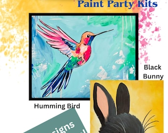 DIY Hummingbird Canvas Paint Kit | Beginner Acrylic Painting | 8x10 Canvas Art Set | Bunny Paint Party Kit | Creative Gift for Adults & Teen