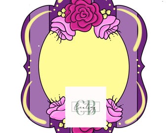 Template: DIY Door Hanger Pattern, Floral Rose Frame you can Personalize