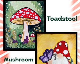 Acrylic Paint Kit: Toadstool or Mushroom Gnome, Spring and Birthday Craft Supplies, DIY Paint Party