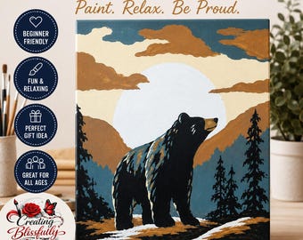 Backcountry Bear DIY Canvas Paint Kit | Beginner Paint by Number Style Kit | Wildlife Craft Kit | Gift for Adults & Kids | DIY Art Set
