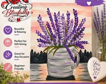 Lavender Canvas Paint Kit | DIY Paint by Number Style Kit | Beginner Painting Kit | Pre-Sketched Canvas | Craft Gift | Free Shipping