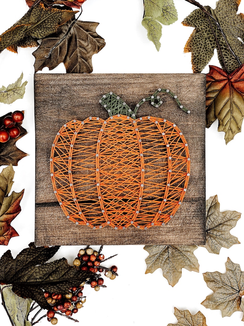 Pumpkin String Art Kit Fall String Art DIY Kit Fall Home Decor DIY Fall Decor Pumpkin Decor DIY Adult Craft Project Fall Sign image 2