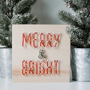 Merry & Bright DIY String Art Kit | Christmas String Art | DIY Kit | Christmas Decor | DIY Christmas Decor | String Art Kit | Adult Craft