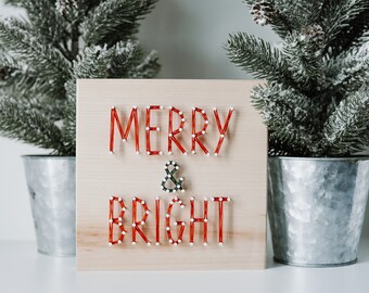 Merry & Bright DIY String Art Kit | Christmas String Art | DIY Kit | Christmas Decor | DIY Christmas Decor | String Art Kit | Adult Craft