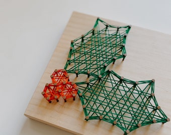 Holly DIY String Art Kit | Christmas String Art | DIY Kit for Kids | Christmas Crafts | String Art Kit | DIY Craft Project | Holiday Craft