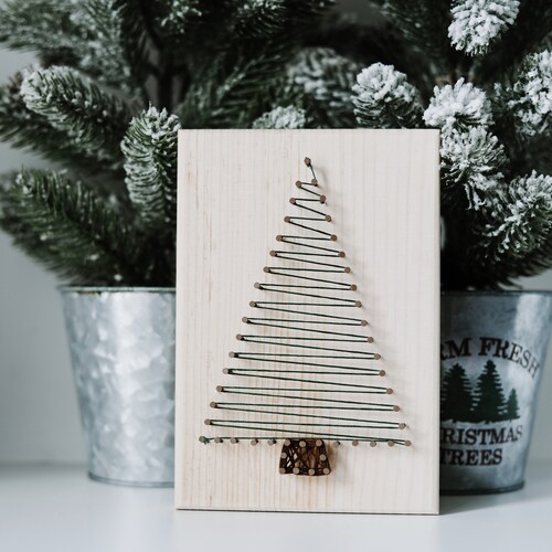 DIY Christmas String Art Kit Large Wood Tag snowflake Tree Etsy