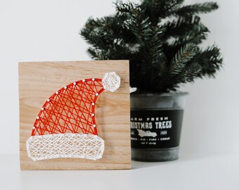 Santa Hat DIY String Art Kit | Holiday String Art | DIY Kit for Kids | Christmas Crafts | String Art Kit | DIY Craft Project | Santa Craft