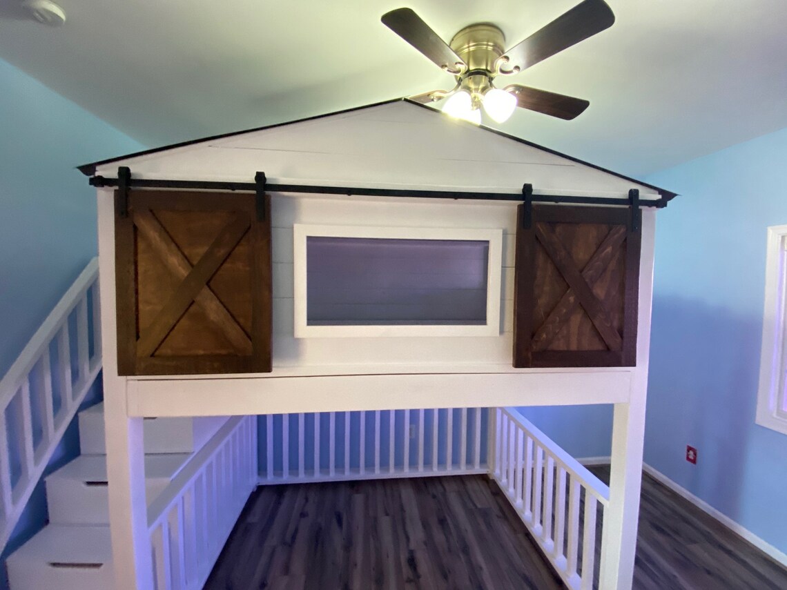 Farmhouse Barn Door Loft Bed / Bunk Bed / House Bed / Kids Bed Etsy
