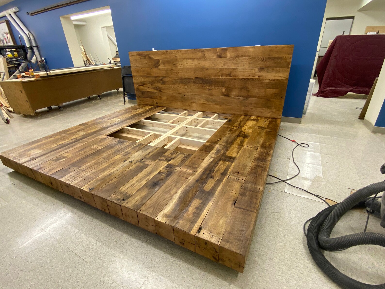 Reclaimed Oak Barn Wood Beam Platform Bed Etsy
