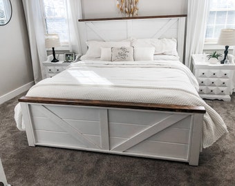 Farmhouse Bed Farmhouse Bed, King Size Bed Frame Farmhouse