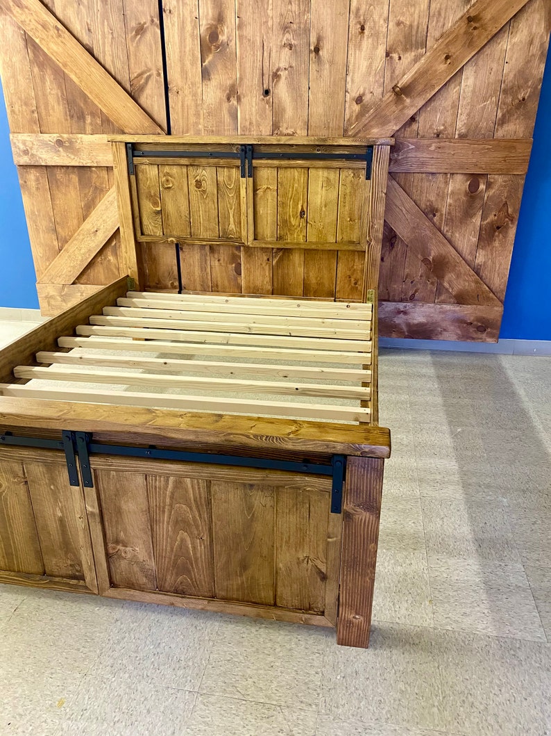 Sliding Barn Door Farmhouse Bed Etsy