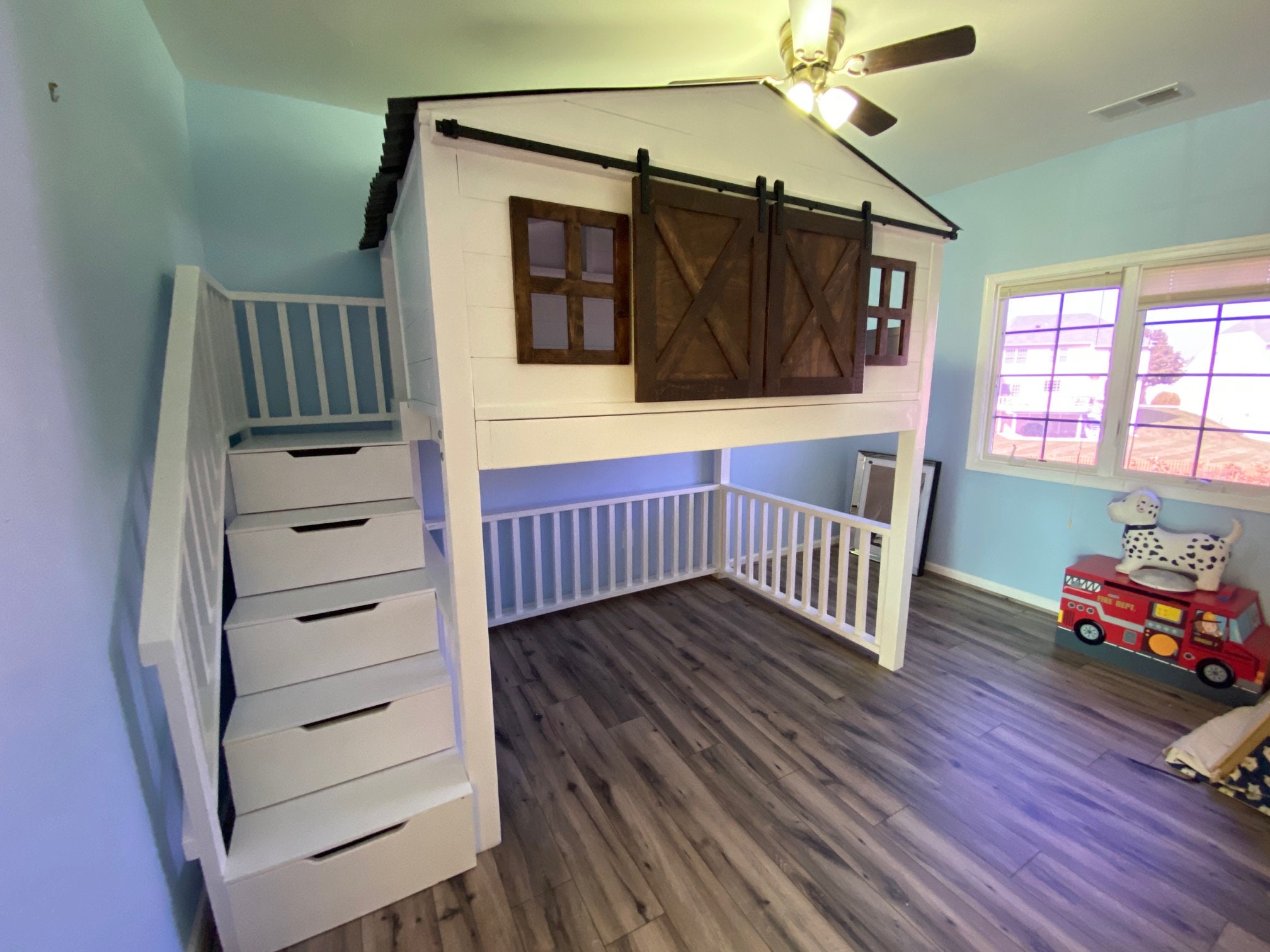 barn door bedroom bunk furniture