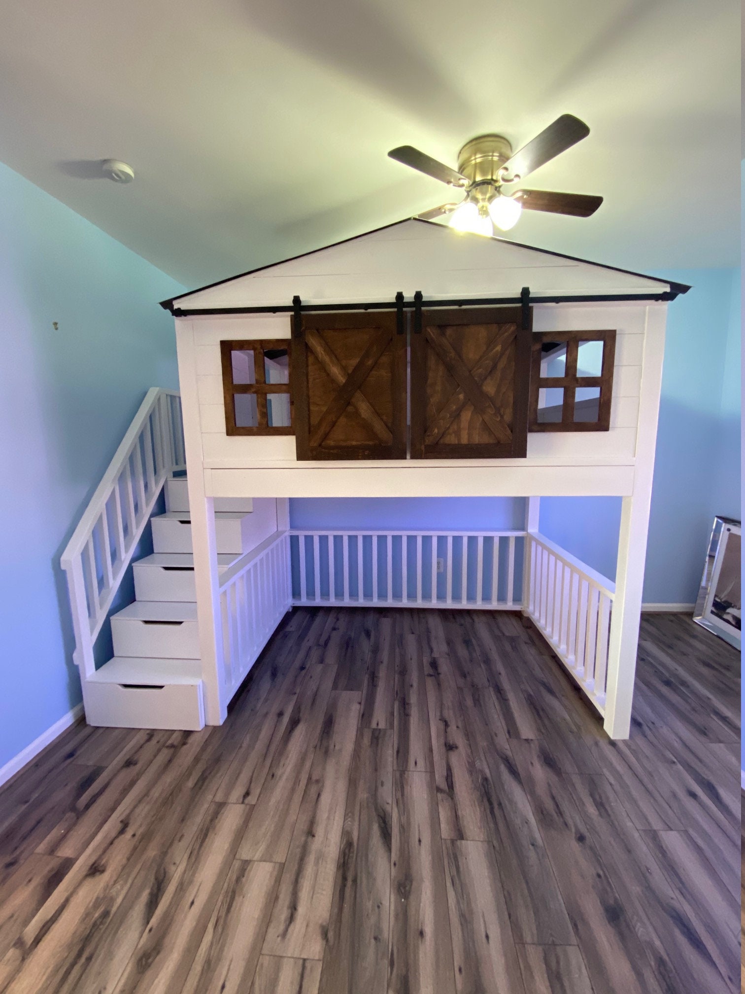 Farmhouse Barn Door Loft Bed / Bunk Bed / House Bed / Kids Bed Etsy