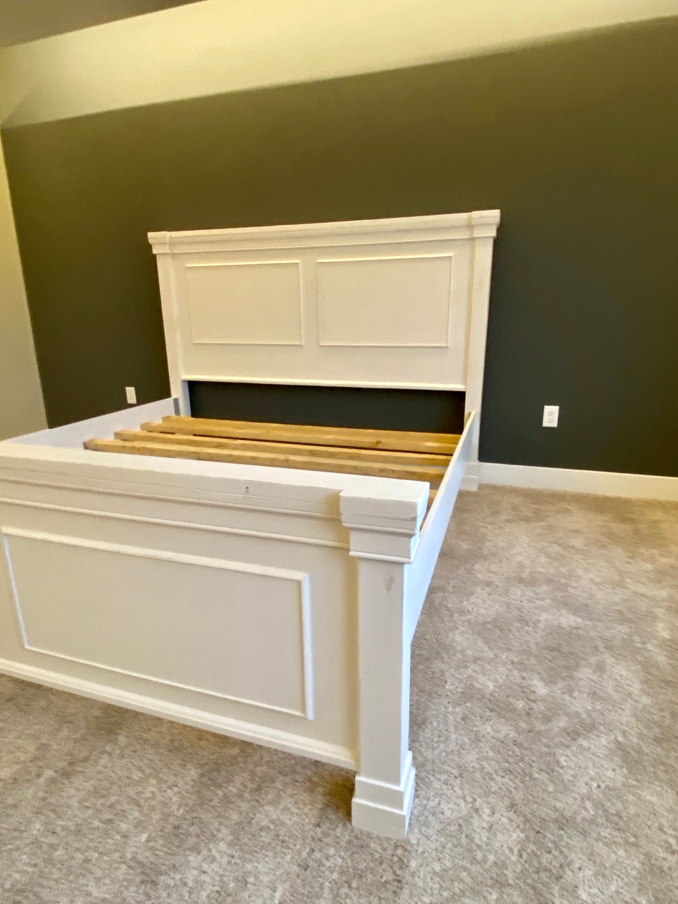 Extra Tall Headboard White Trim Panel Bed Etsy