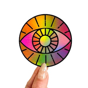 Holographic Rainbow Evil Eye Sticker