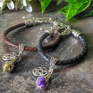 Lavender Flower Pentacle Charm Bracelet handmade jewelry wiccan pagan wicca witch witchcraft pentagram metaphysical