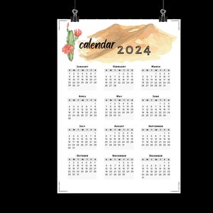 A4 Printable 2024 Calendar Instant Download Minimalistic