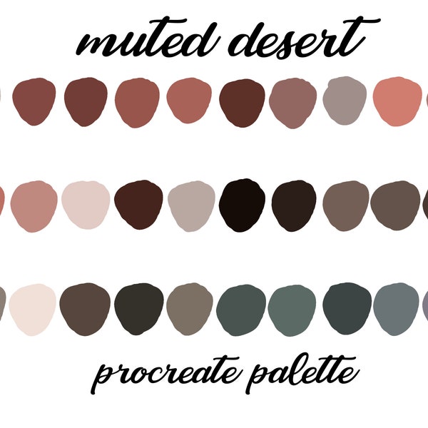 muted desert // neutral palette, art palette, swatches, procreate tool, 30 swatches, swatches download, graphic design, digital palette