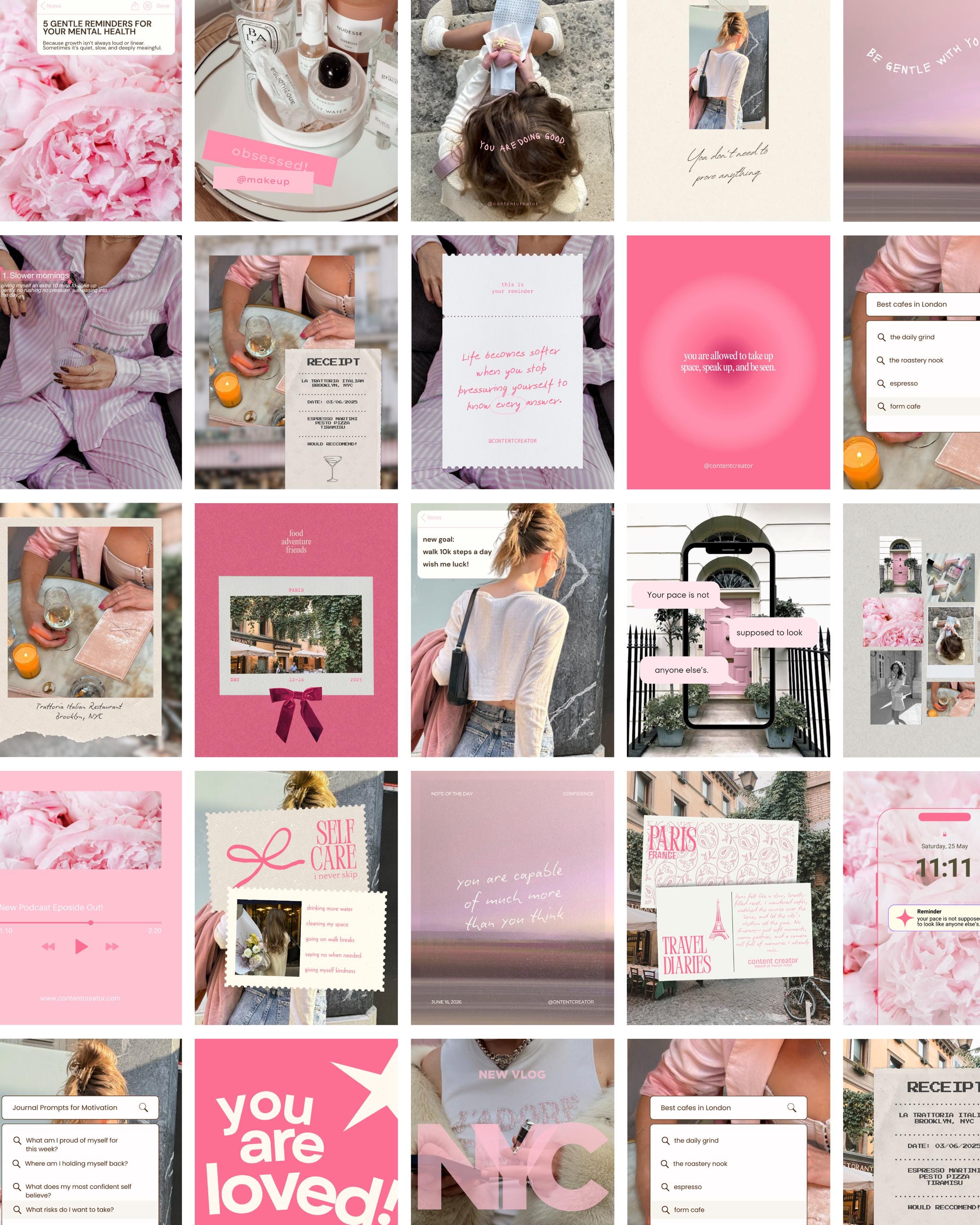 50 Pink Content Creator Canva Instagram Templates | Social Media ...