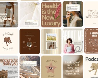 50 plantillas neutrales para Instagram de terapeutas: Publicaciones en redes sociales sobre salud mental con Canva