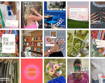 70 Colorful iOS Core Social Media Manager Canva Instagram Templates: Aesthetic Content Creator Posts