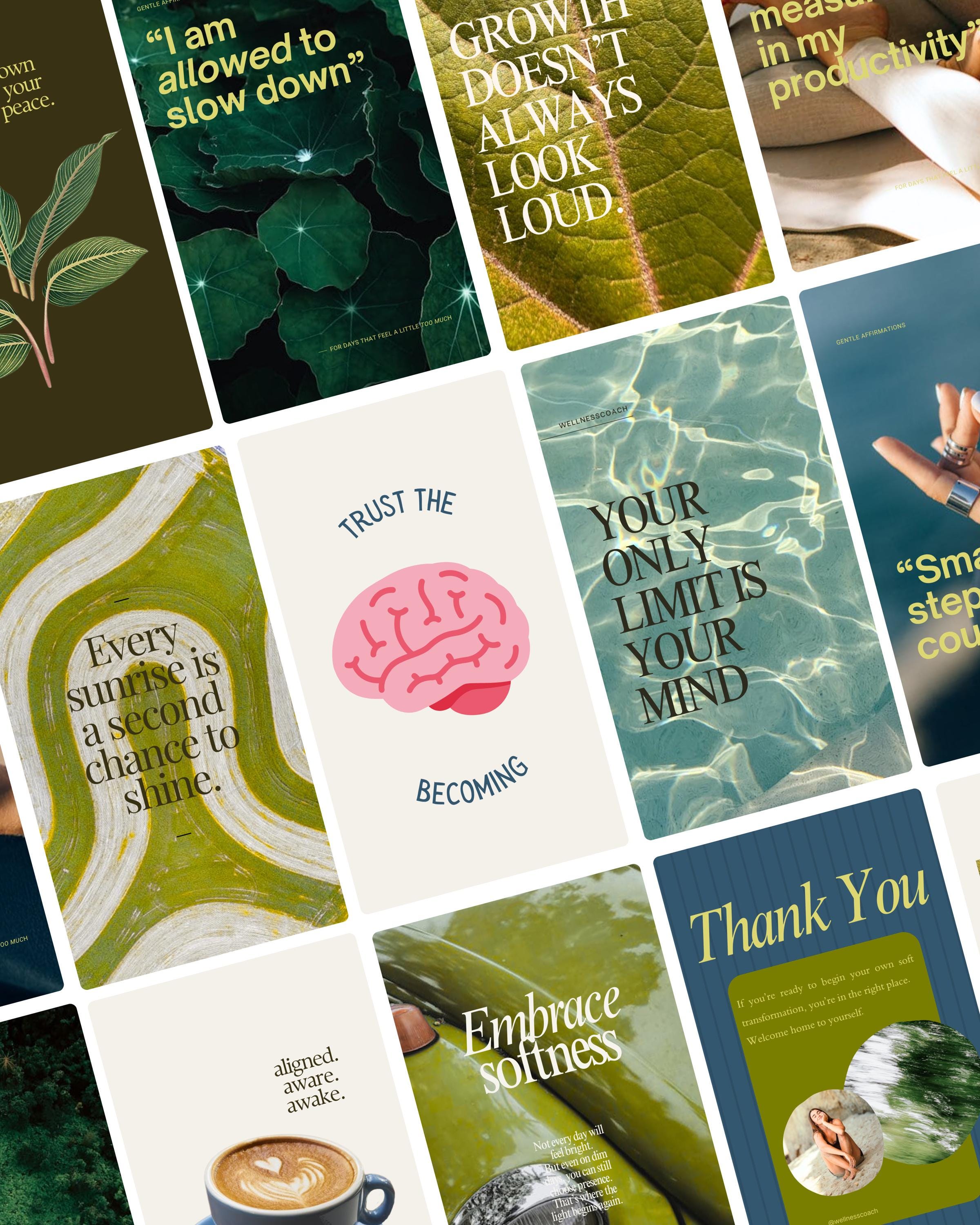 Mental Wellness Instagram Story Templates: Canva Therapy Posts (digital ...