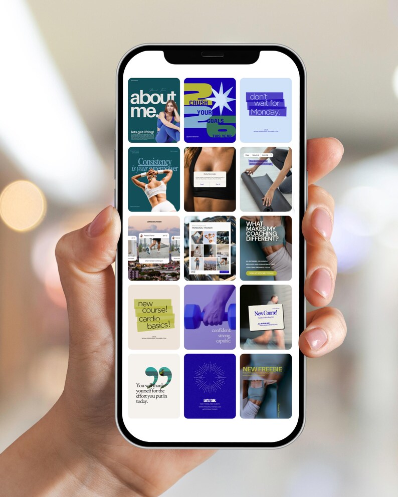 130 Bold Fitness Business Instagram Templates: Wellness Coach Personal ...