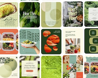 50 Nutrition Instagram Canva Templates: Social Media Posts for Online Health c