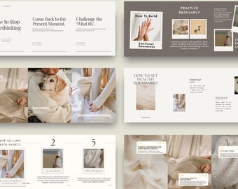 Plantillas de carrusel de Instagram minimalistas y neutrales para terapeutas, redes sociales de salud mental y coaches de confianza en terapia.