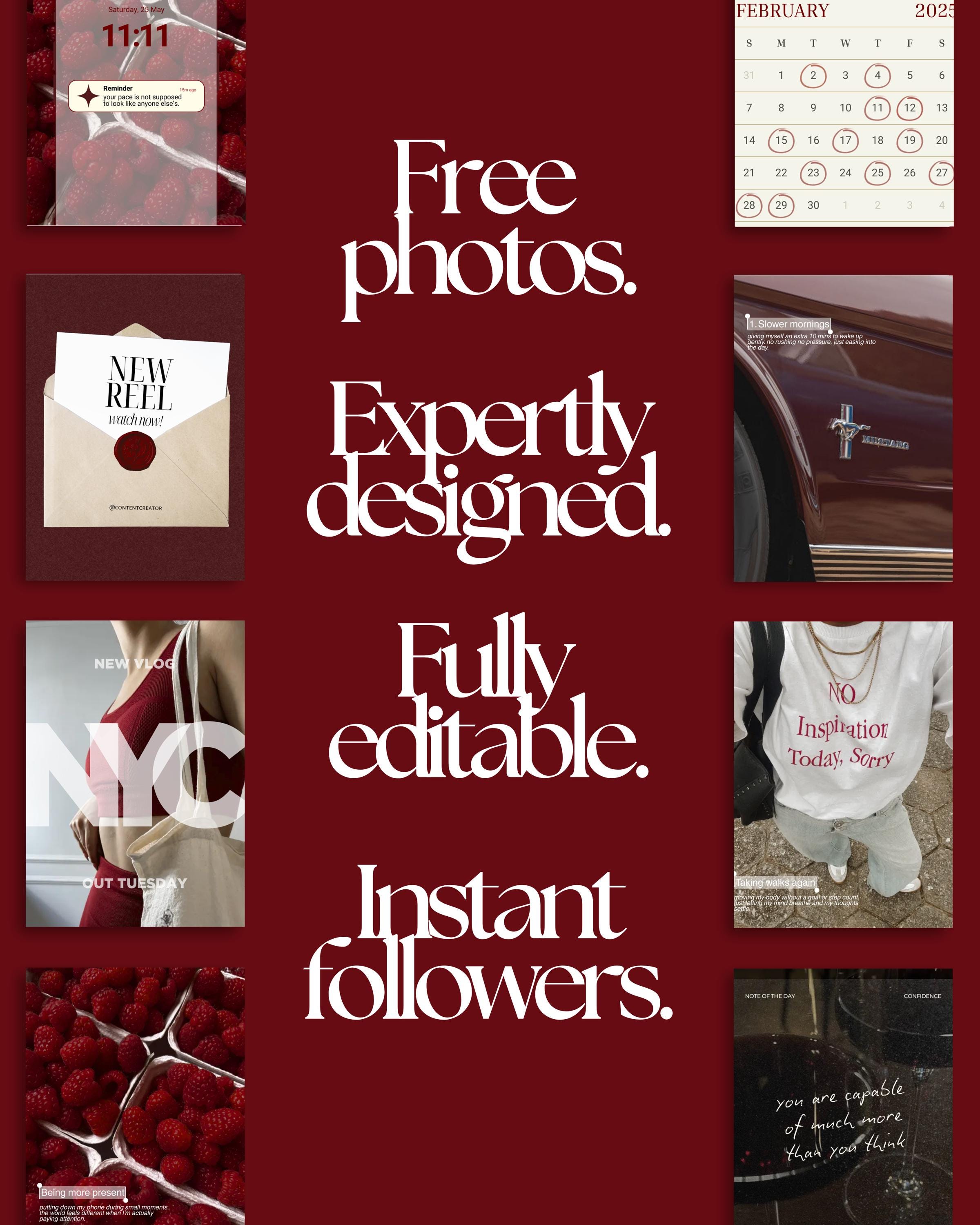 Burgundy Red Lifestyle Canva Instagram Templates: Social Media Manager ...