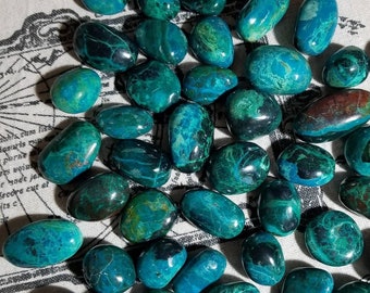 Piedras de bolsillo de crisocola y malaquita, cristales de crisocola pulidos y pulidos de Perú