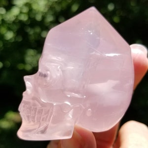 2,2 &quot;A + Stern-Rosenquarz-Schädel 124g, natürlicher unbehandelter Rosenquarz, super realistischer Kristallschädel, geschnitzter rosa Rosenquarz-Kristall - Brasilien