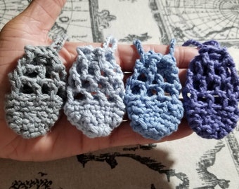 Bolsa de ganchillo con cordón, bolsa de ganchillo hecha a mano para piedras de palma o de bolsillo, bolsa de algodón para cristales, bolsita para artículos pequeños