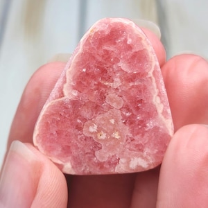 1.3&quot; A+ Rhodochrosite Freeform 16g, Natural Untreated Gem Rhodochrosite, Hand Polished Rhodochrosite Palm Stone from Argentina