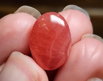 0.7" AA+ Rhodochrosite 3g, Natural Gel Rhodochrosite Pocket Stone, Rhodochrosite Cabochon, Polished Red Rhodocrosite Crystal, Argentina